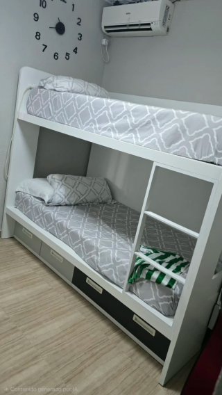 Dormitorio juvenil litera con cajones, escritorio