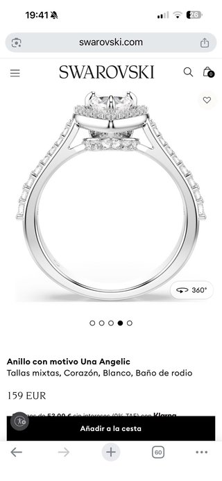 Anillo Swarovski Corazón Blanco Talla Ajustable