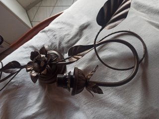 Lampadario metallo brunito vetri ambrati a 2 luci