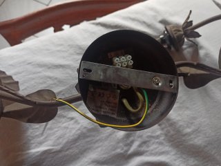 Lampadario metallo brunito vetri ambrati a 2 luci