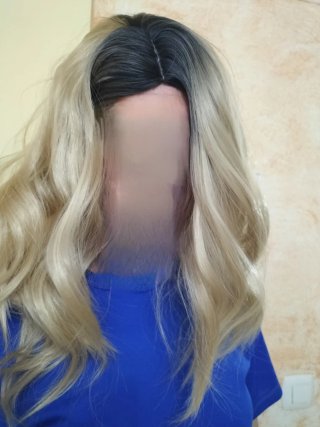 Peluca larga rubia y morena degradada