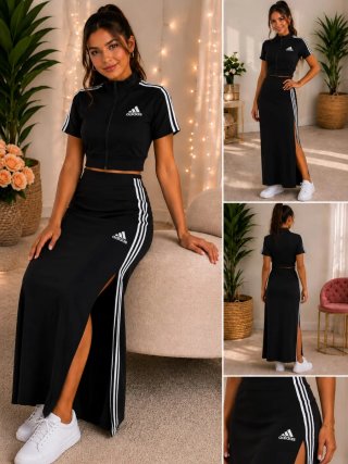 Conjunto Adidas negro falda y top