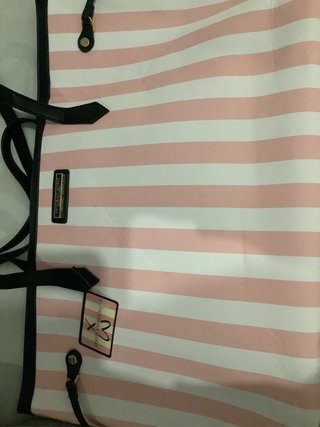 Bolso Victoria's Secret Rayas Rosa y Blanco