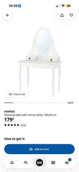 Tocador IKEA HEMNES Blanco con Espejo