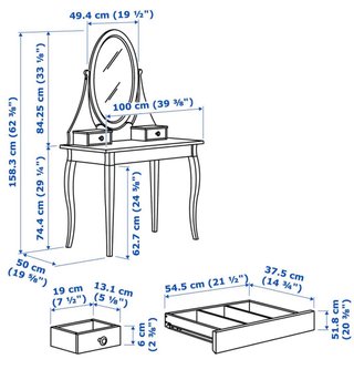 Tocador IKEA HEMNES Blanco con Espejo