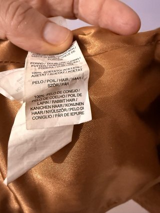 Abrigo Mango Piel Cerdo Cuello Conejo Talla L