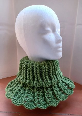 Cuello bufanda ganchillo verde unisex crochet