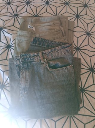 Lote 2 pantalones: vaquero y caqui talla pequeño m