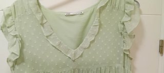 Vestido corto verde agua plumeti