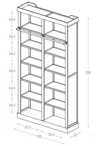 Estanterías madera maciza con escalera