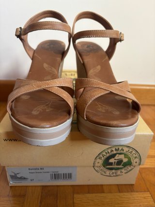 Sandalias cuña Panama Jack Marrones