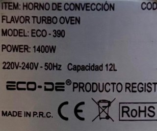 Horno Convección Digital ECO-DE ECO-390