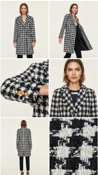 Chaqueta / Abrigo Blazer Tweed Pata de Gallo Zara