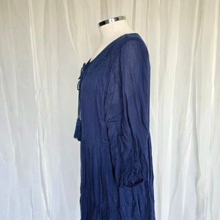 Vestido Lois azul bordado bohemio