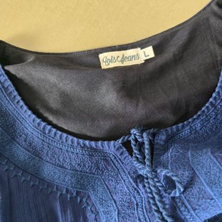 Vestido Lois azul bordado bohemio