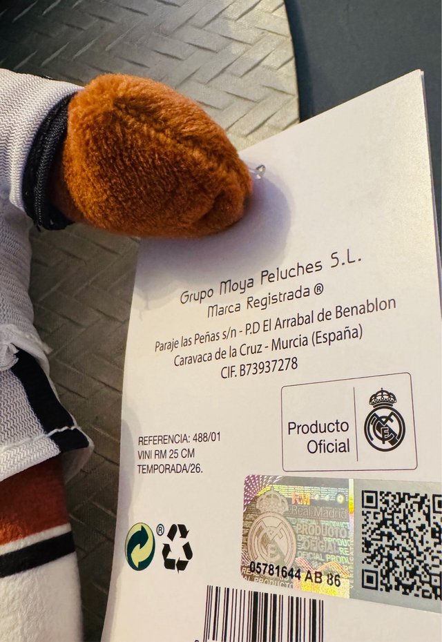 3 Peluches Jugadores Real Madrid 26cm