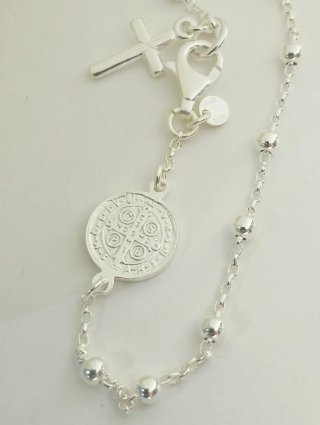Pulsera Rosario 19cm Plata sellada 925