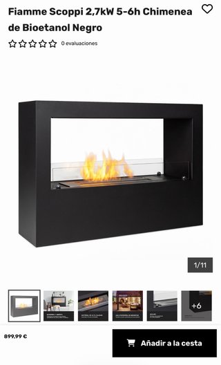 Chimenea Bioetanol Fiamme Scoppi Negra