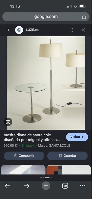 Mesa y Lámpara Diana de Santa Cole