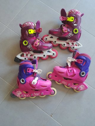 Patines Oxelo rosas y morados talla ajustable