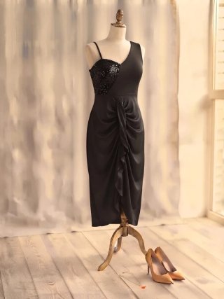 Vestido fiesta negro Shein Curve lentejuelas XL
