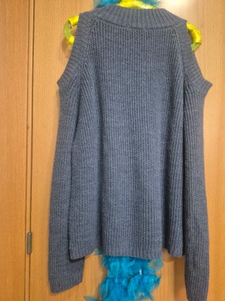 Jersey Hombros Descubiertos Gris Azul