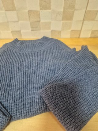Jersey Hombros Descubiertos Gris Azul