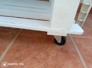 Mesa Palets Blanca con Cristal