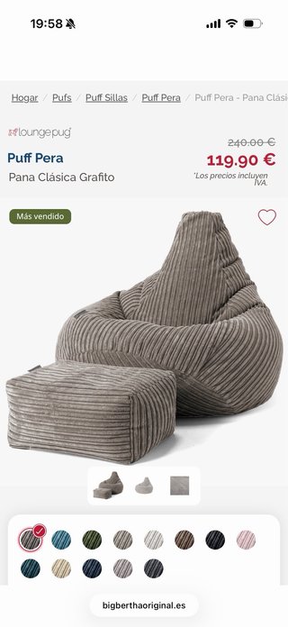 Set di pouf con poggiapiedi grigi