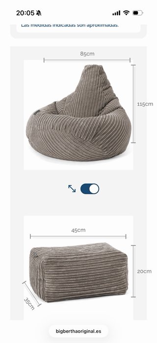 Set di pouf con poggiapiedi grigi