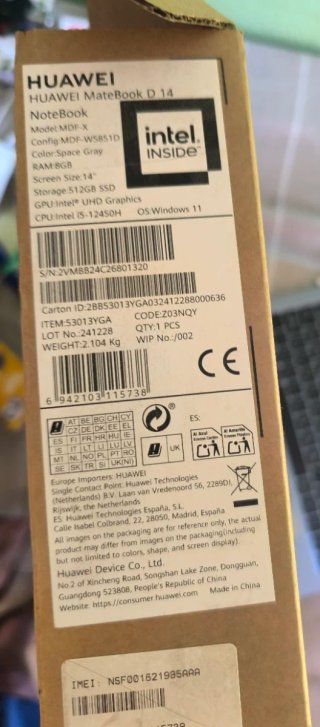 Portatile Huawei Matebook D14 15 12ª Gen in scatola