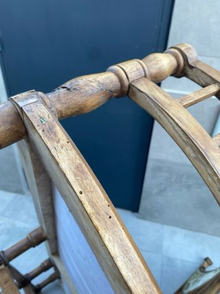 Banco sofá antiguo madera y tela