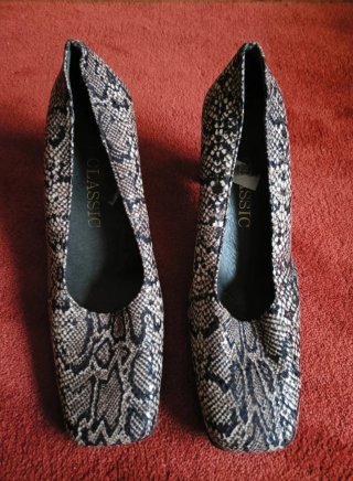 Zapatos tacón bloque Y2K piel serpiente