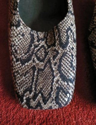 Zapatos tacón bloque Y2K piel serpiente