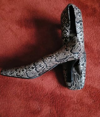 Zapatos tacón bloque Y2K piel serpiente