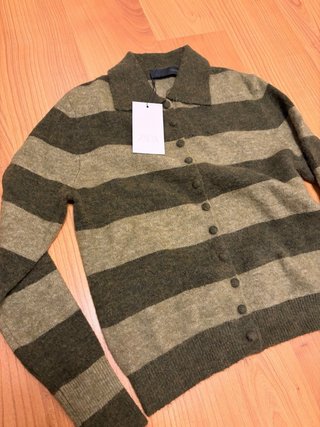 Cardigan Zara Rayas Verde Talla S