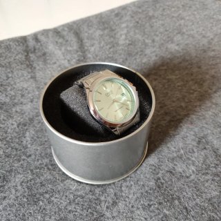 Reloj Casio dial verde claro y correa plateada
