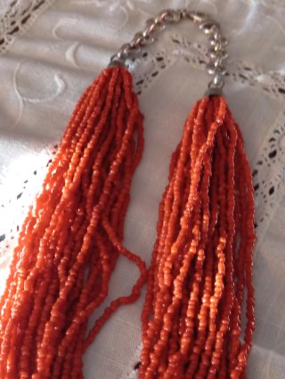 Collar Coral alta calidad,Cadena Plata