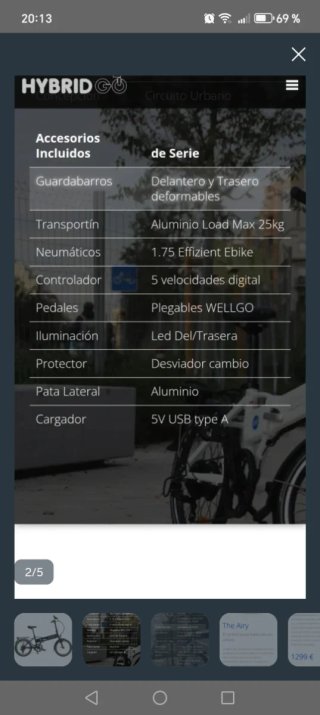 Bicicleta eléctrica plegable HybridGO Air