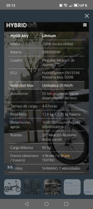 Bicicleta eléctrica plegable HybridGO Air