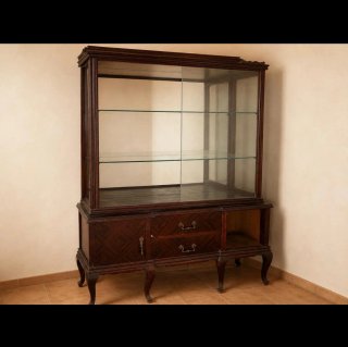 Vitrina vintage madera maciza con puertas de crist
