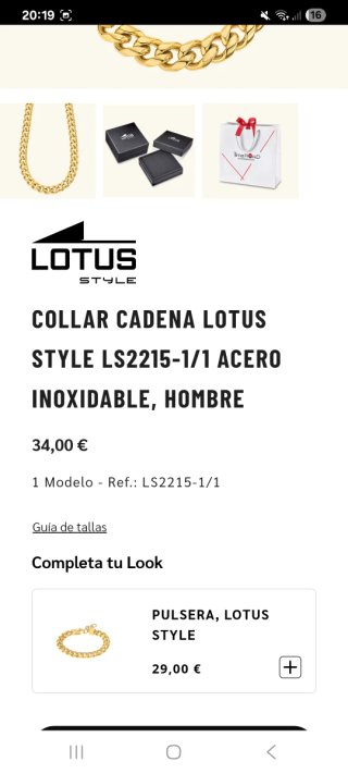 Lotus Style Collar y Pulsera Hombre Oro