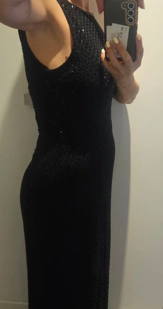 Vestido largo fiesta negro pedrería