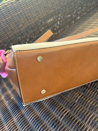 Bolso Porfois Polipiel Beige y Tela Crema