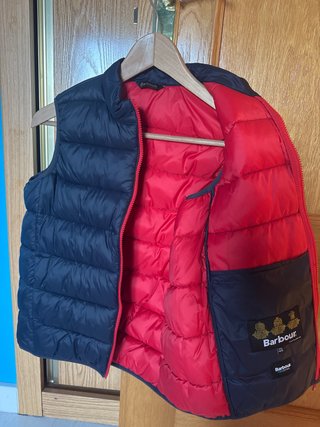 Giubbotto Barbour per bambini blu e rosso