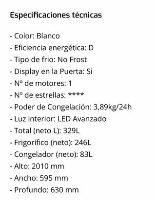 Nevera Corberó Combi Blanca
