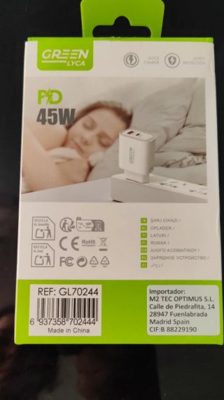 Cargador nuevo Greenlyca 45W USB-C PD