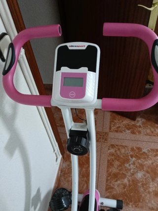 Bicicleta Estática Plegable Rosa/Blanca
