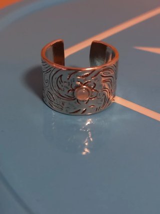 Anillo Plata Ajustable Diseño Floral