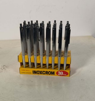 Lote 24 bolígrafos Inoxcrom plateados
